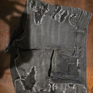 American Eagle Outfitters Black Distressed Jean Shorts